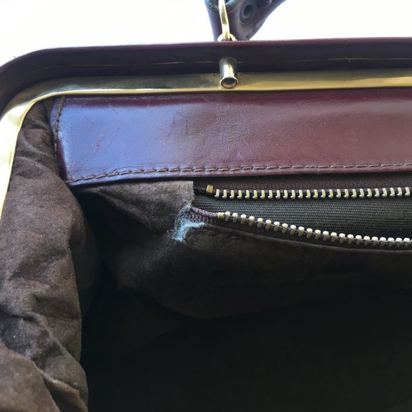 ✨SOLD✨ Vintage Hand Bag 1980's brown/dark red Leather - Picture 12 of 13